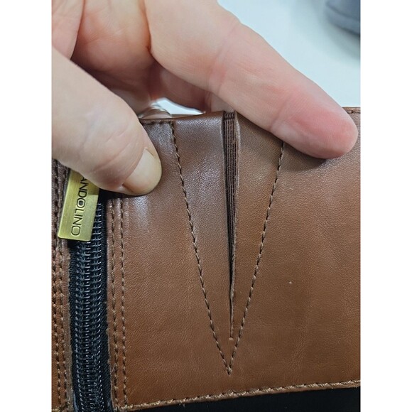 Bandolini Black Leather Riding Boots Zip Closure Brown Leather Accents Sz 7 M - Picture 11 of 15